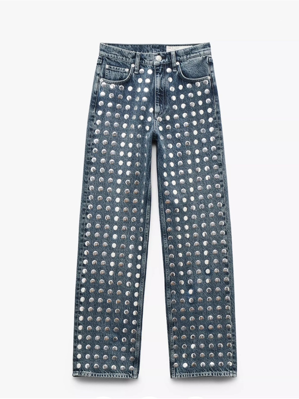 Rag & Bone The Shea High-Rise Relaxed Straight Studded Jeans - Picture 14 of 16